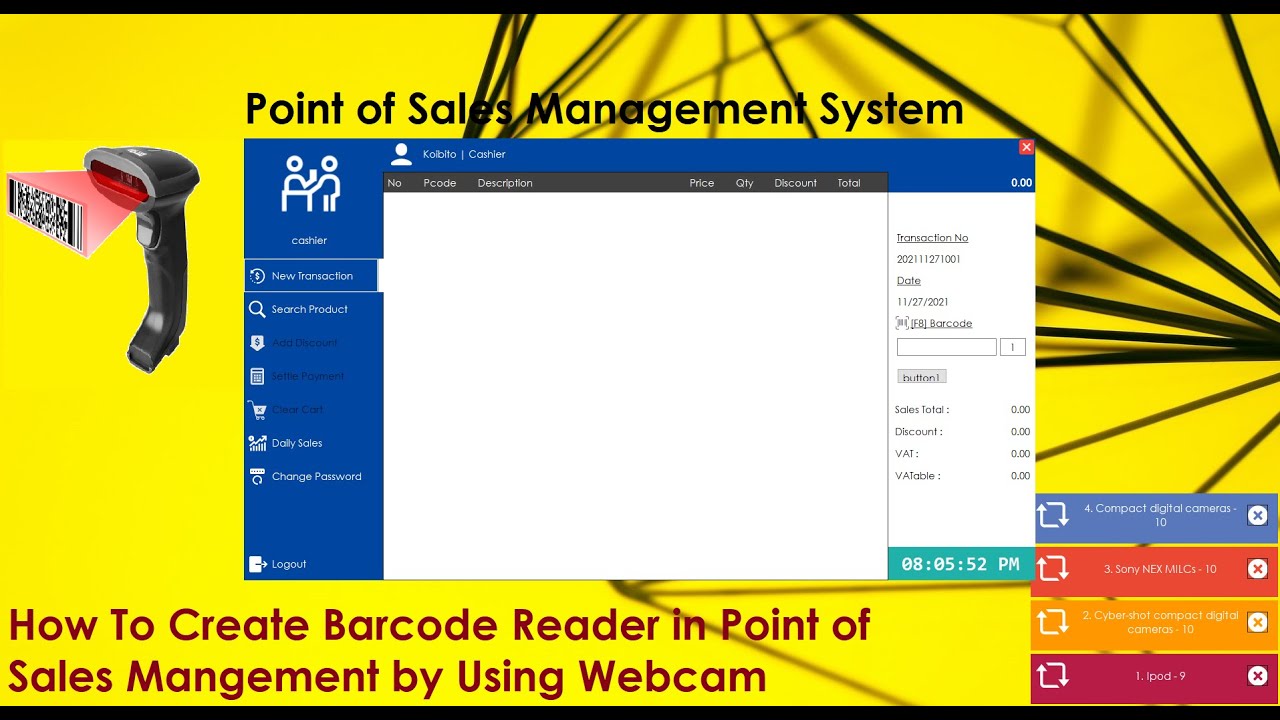 How To Create Barcode Scanner in Point of Sale Management System by Using Webcam (C# Tutorial)