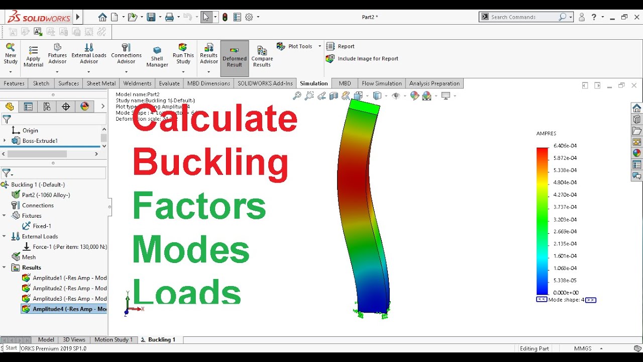 Solidworks simulation tutorial : Buckling analysis of column
