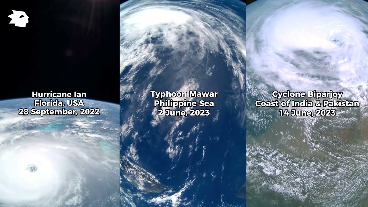 Hurricane Ian, Cyclone Biparjoy, Typhoon Mawar from space | Storms from space | Sen satellite video