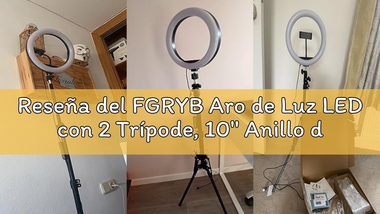 Reseña del FGRYB Aro de Luz LED con 2 Trípode, 10'' Anillo de Luz 15 Colores RGB, Regulable Ring Lig