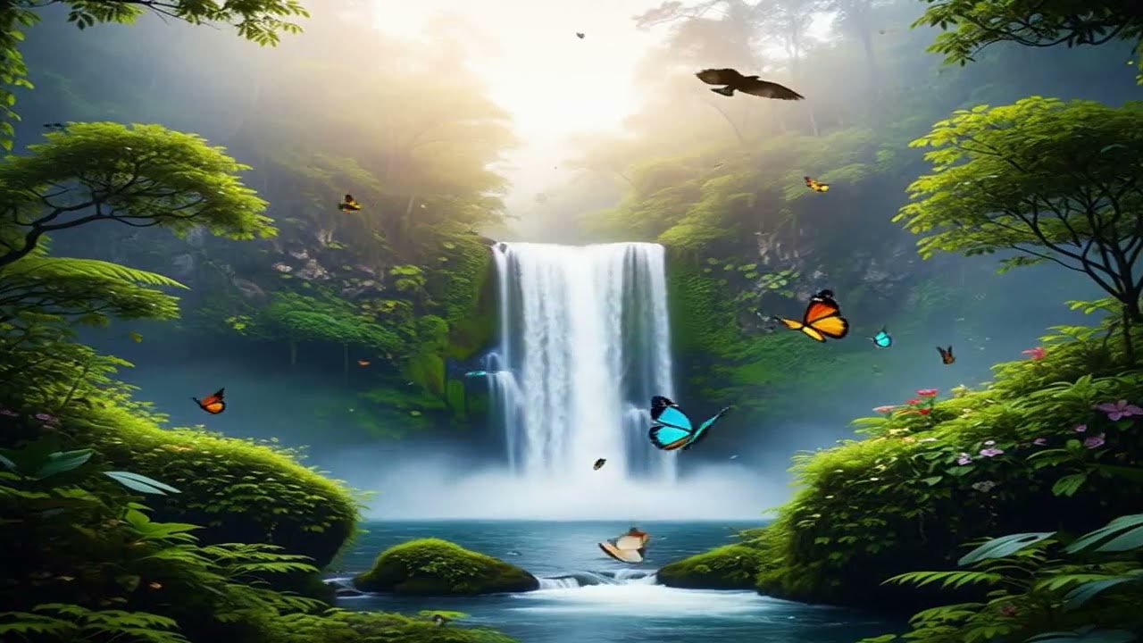 Magical Forest Waterfall Sounds 🌿 Relaxing Nature Ambience for Deep Sleep & Stress Relief | ASMR