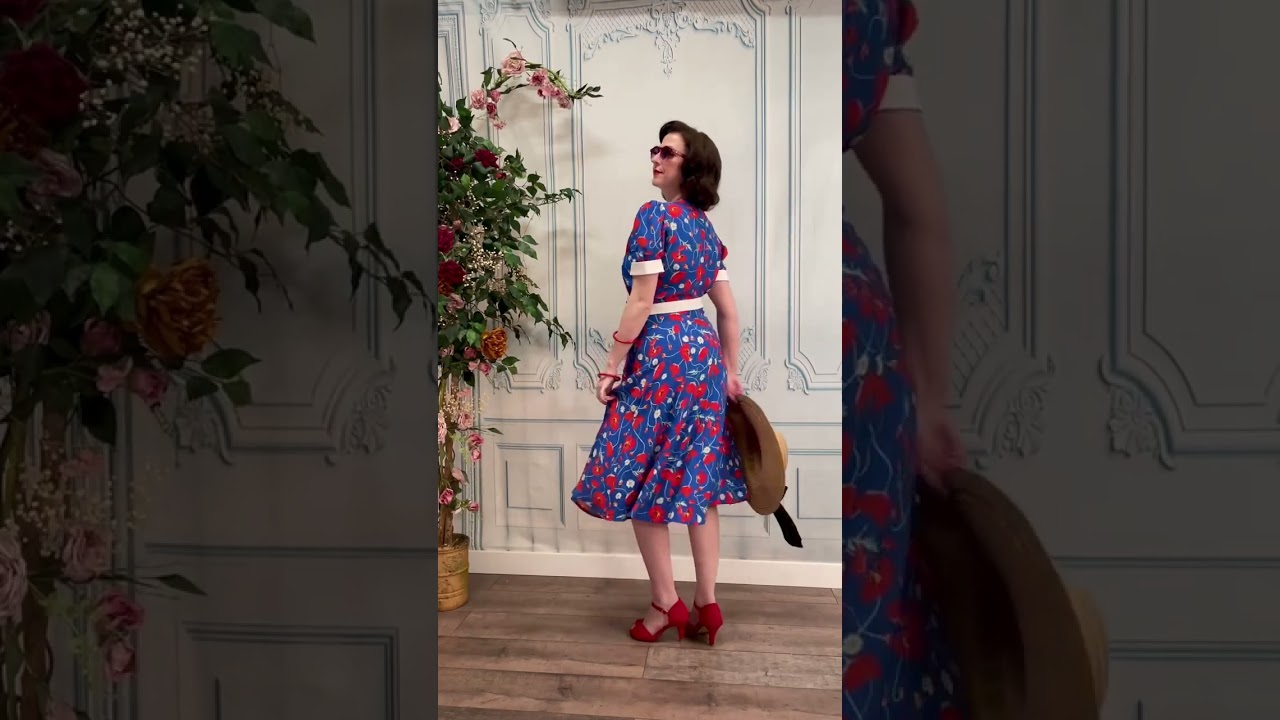 Jean CrossOver Dress in Poppy Print  