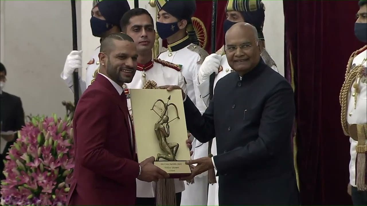 President Kovind confers Arjuna Award, 2021 on Shri Shikhar Dhawan