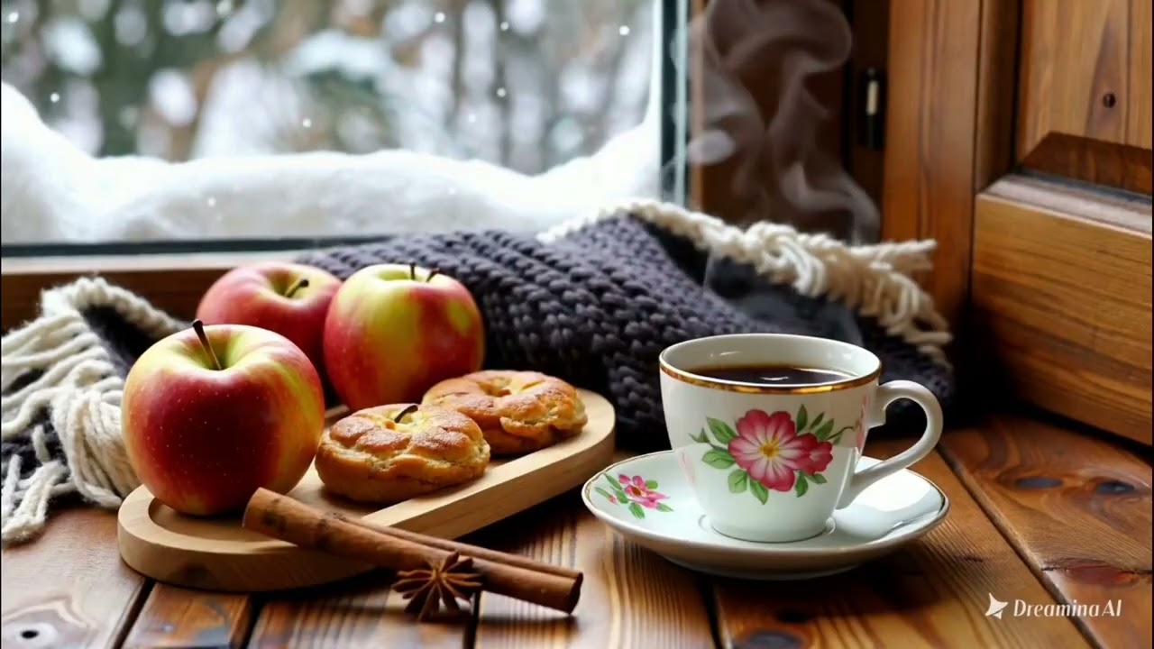 Cozy Snow Window Ambience ☕ Relaxing Winter Morning Aesthetic | Peaceful Vibes