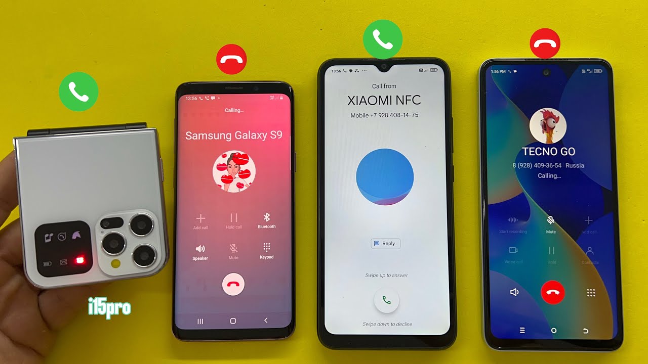 Samsung Galaxy S9 Calling i15pro flip & TECNO GO Calling XIAOMI 9C NFC / Incoming Outgoing Call