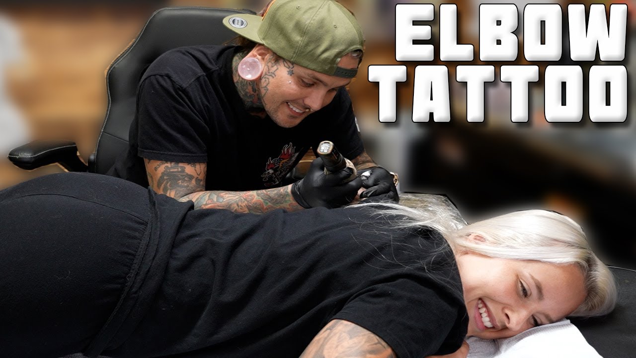 Painful Elbow Tattoo!!! SHE SITS GREAT!!