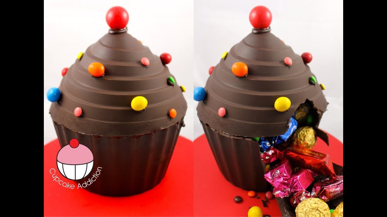 Make A Giant Cupcake Pinata from Chocolate! - A Cupcake Addiction How To Tutorial