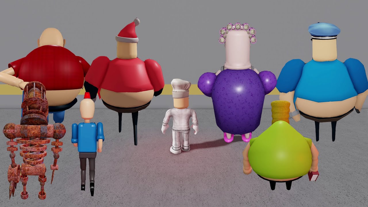 What If I Play As Everyone In All Obby Barry Police man, Bob Dentist, Escape Papa Pizza Roblox Games