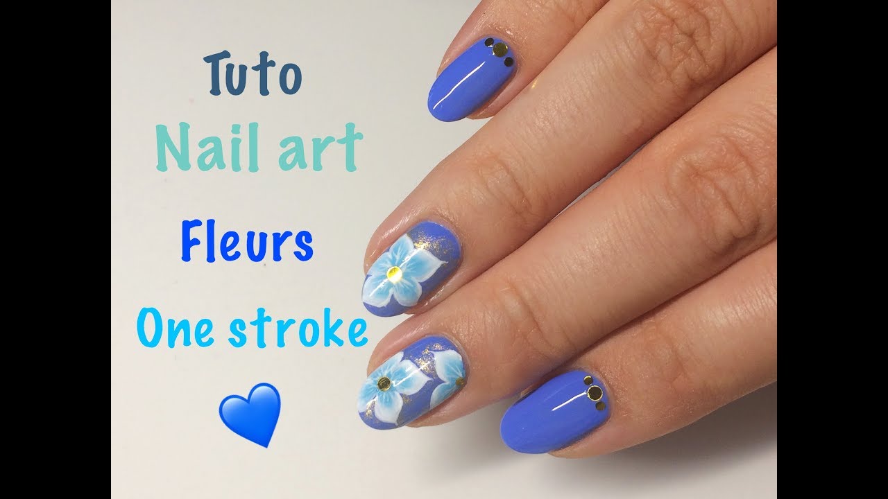 Tuto nail art fleurs one stoke et ombre dorée