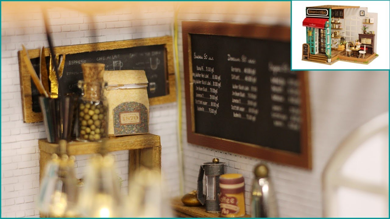 Robotime Simon's Coffee Shop Dollhouse Tutorial (DG109) | 1:24 Scale | Miniature Dollhouse House DIY