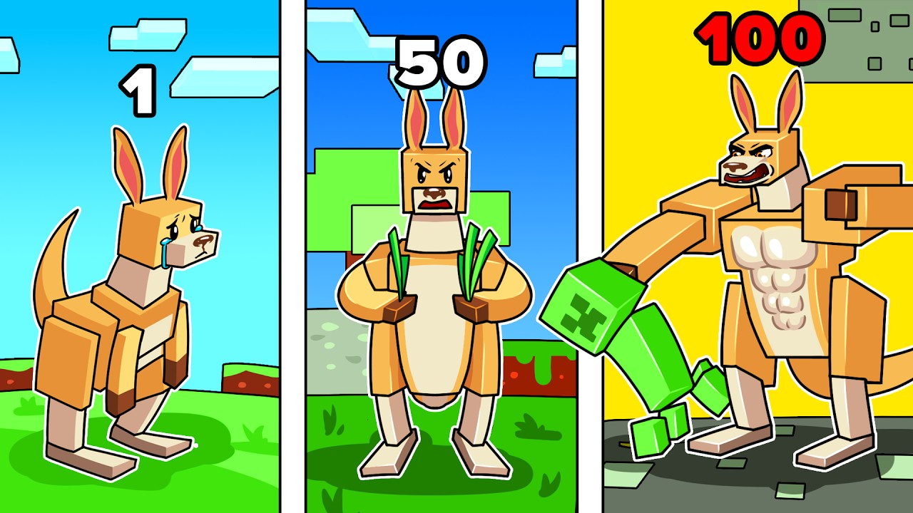 I Survived 100 DAYS as a KANGAROO in HARDCORE Minecraft!