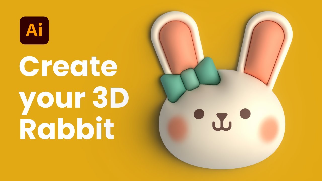 Милый 3D-кролик для начинающих | Простой урок по Adobe Illustrator