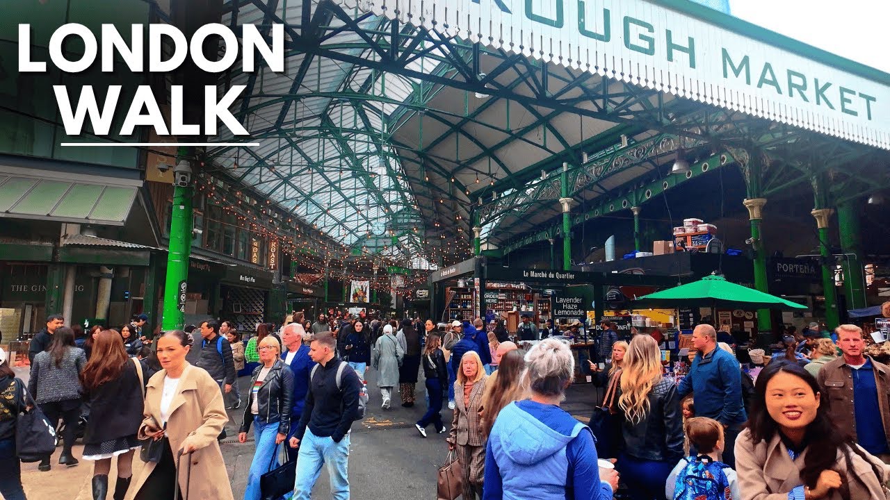 London Walk 🇬🇧 | Borough Market to The Shard | Iconic South Bank Tour in 4K
