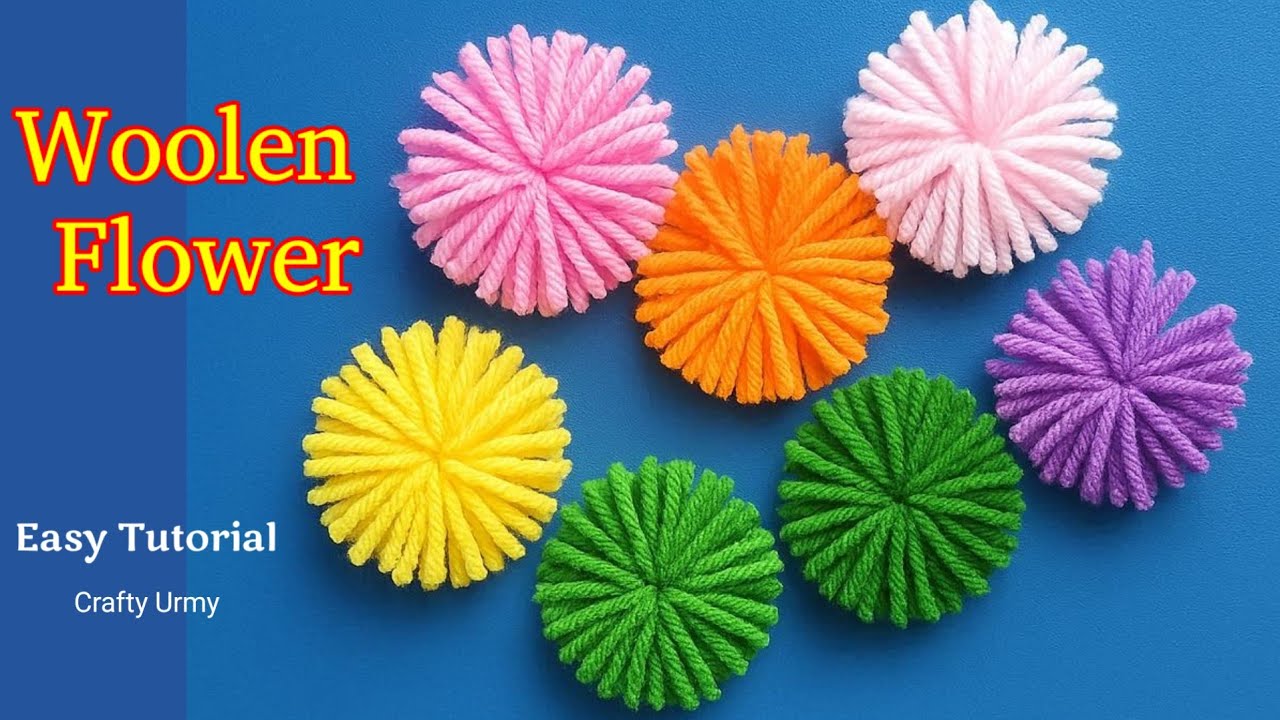 Make a Woolen Flower in 2 Minutes | Super Easy Yarn Craft!