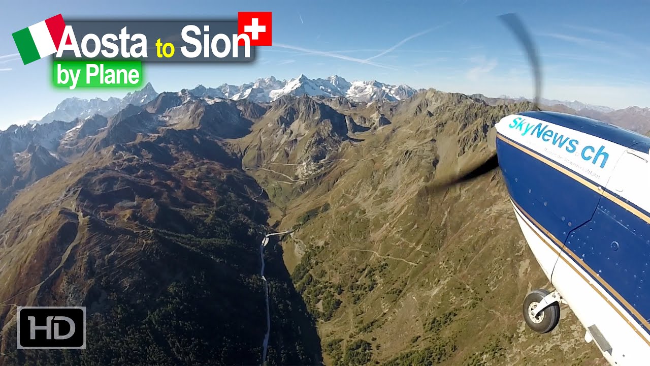 Flying from Aosta Italy across the Alps to Sion Switzerland
