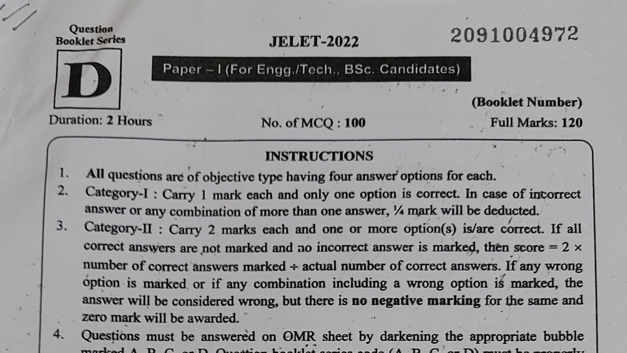JELET 2022| Mathematics Answer Key