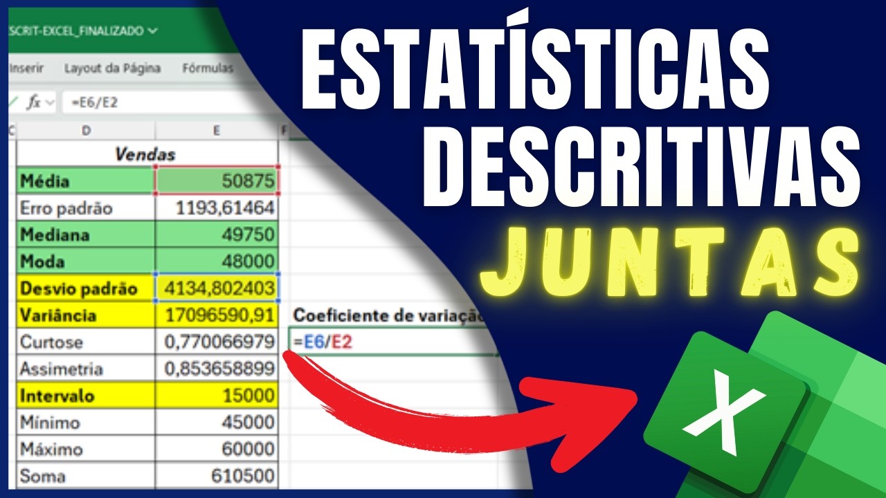 🔥Domine TODAS as ESTATÍSTICAS DESCRITIVAS no EXCEL em 10 minutos! Análise de DADOS de VENDAS