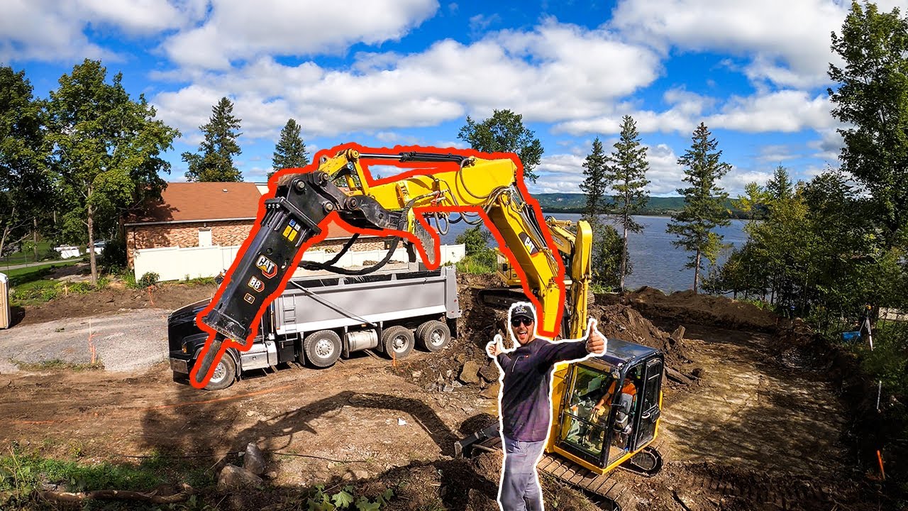 We Bought a Hammer Attachment for our Excavator (CAT B8 Hoe-Ram)