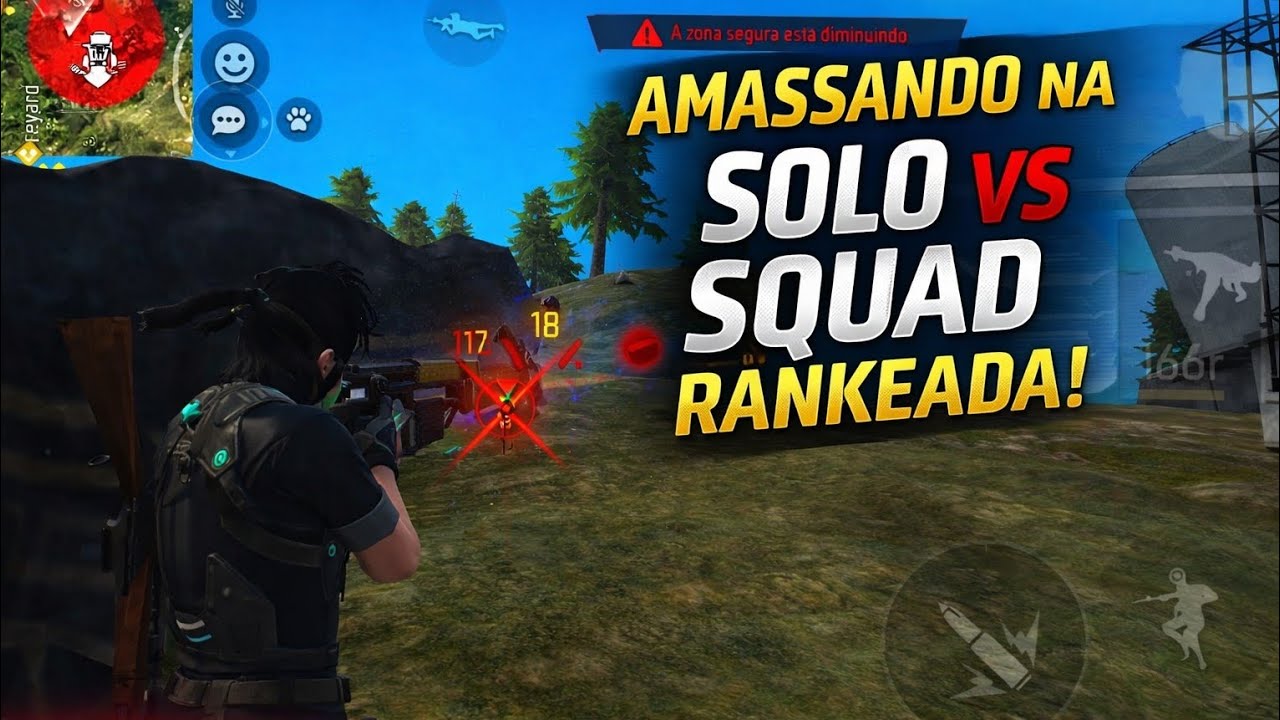 AMASSANDO NA SOLO VS SQUAD NA RANKEADA NO FREE FIRE !!!