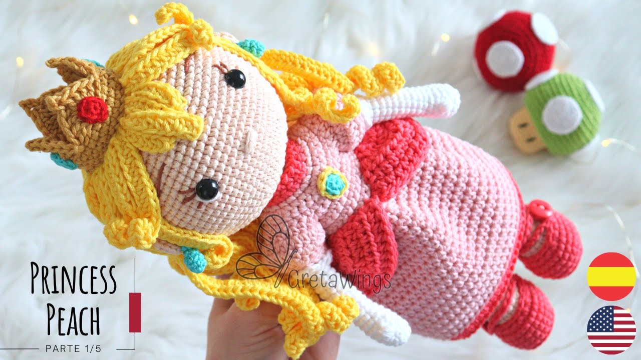 Princesa Peach Amigurumi/ Serie Mario Bros - Tutorial Parte 1/5 CUERPO Sub 🇺🇸🇪🇸/ GretaWings