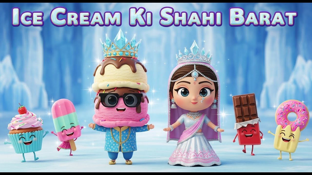 Ice Cream Ki Shahi Barat 👑🍦 | Royal 3D Hindi Kids Song | Dessert Wedding Cartoon | Fun Food Rhyme