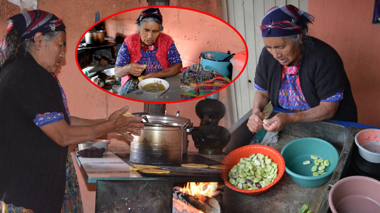 La abuela nos enseña a preparar caldo de habitas en GUATEMALA