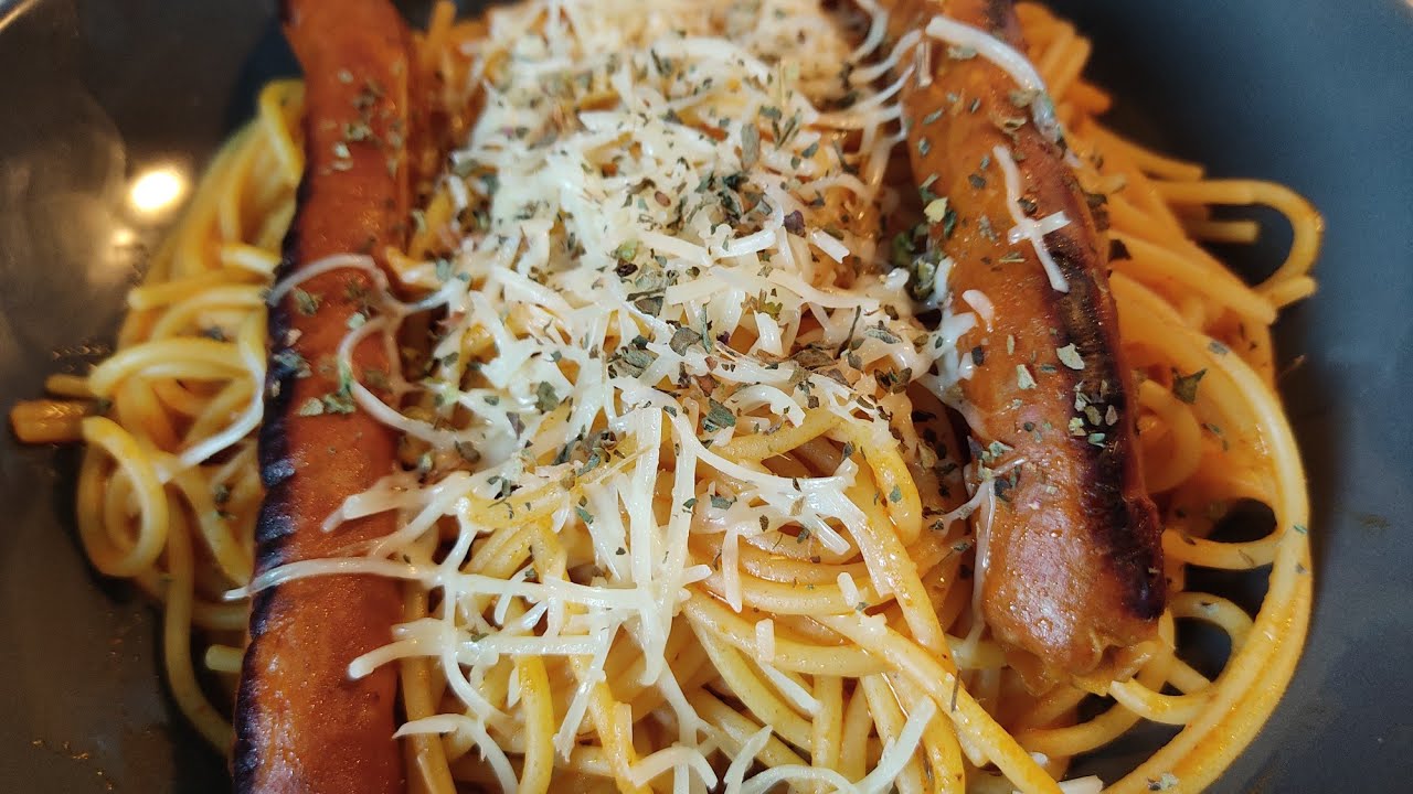 spaghettis aux merguez 👍😋