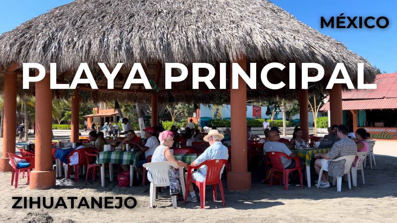 Feel the good vibes on Playa Principal in Zihuatanejo, Guerrero, México on a 4k beach walking tour!