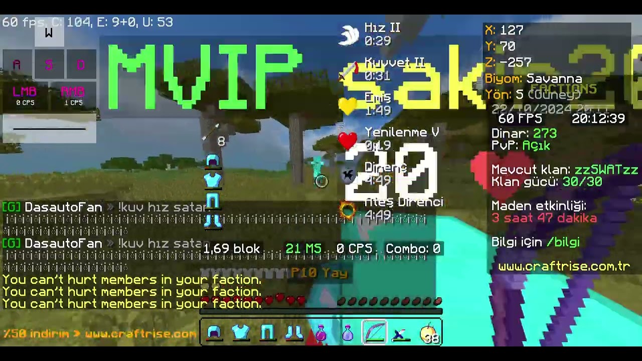 Craftrise Factions Ormana k15 p10 alıp 3 setle atladıgımı fark edince benim  kaçış şekli :D