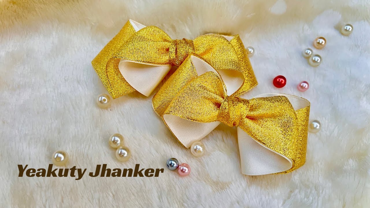 DIY- How to Make a Gorgeous Satin Ribbon Bow Hair Clip. Step-by-Step Tutorial.