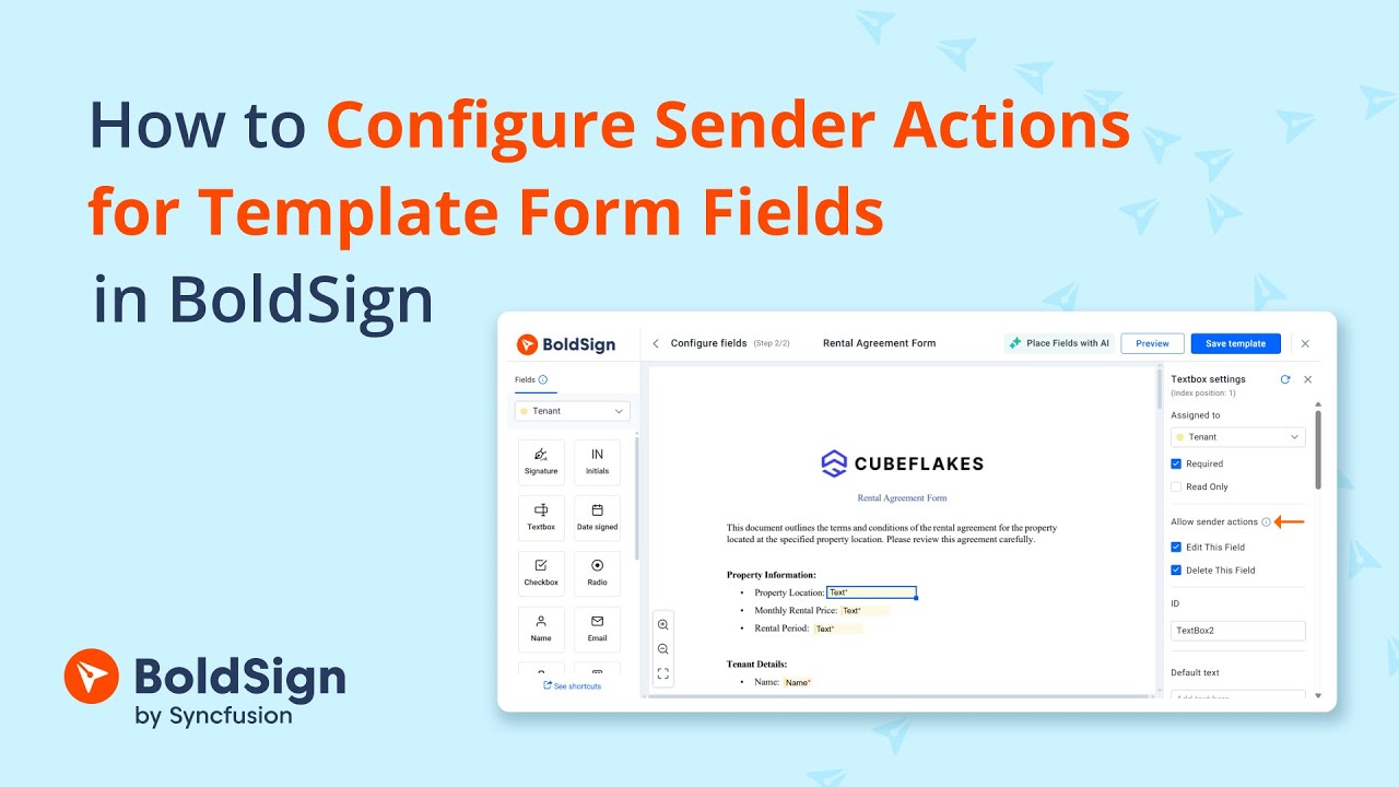 How to Configure Sender Actions for Template Form Fields in BoldSign