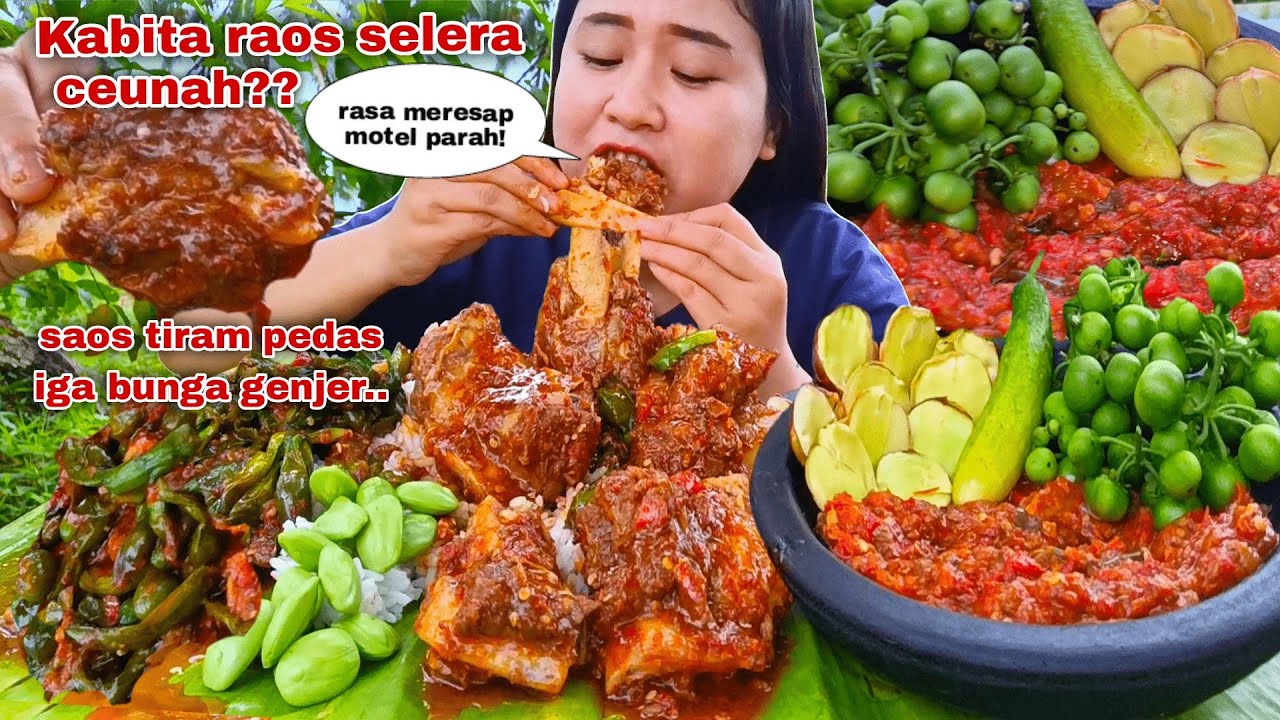 RASA MENGGUNCANG ⁉️ IGA SAPI BUNGA GENJER SAOS TIRAM SAMBAL DAN LALAPAN MENTAH