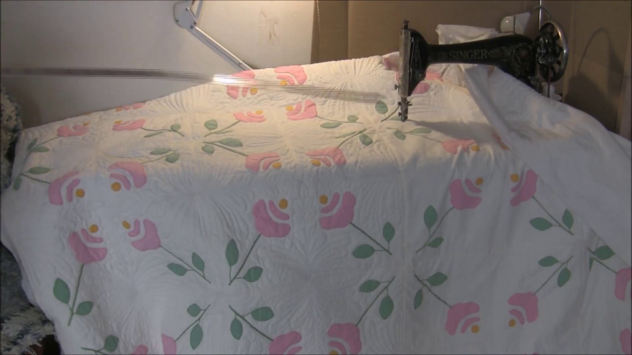 Treadle quilting a full sized quilt