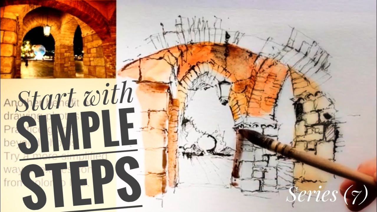 Easy way to start urban sketching - series (7) - Demonstration for beginner