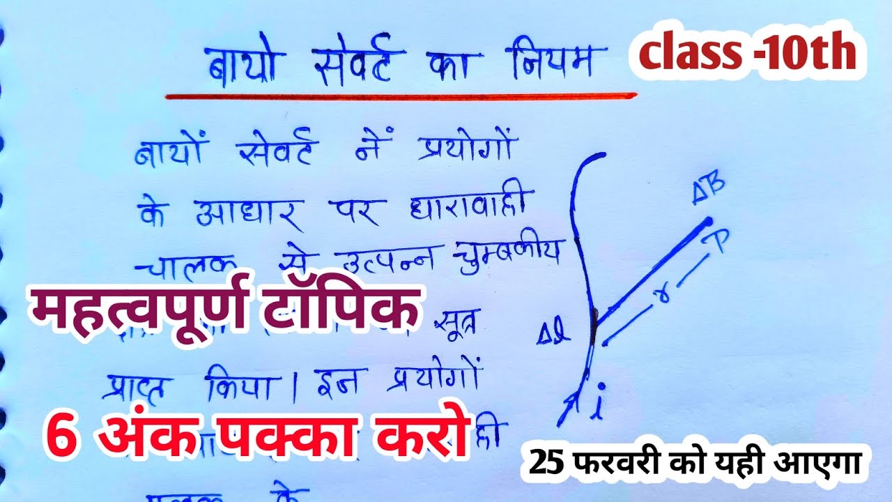 बायो सेवर्ट का नियम ll law of biot savart ll  physics #boardexam2026 class -10th 