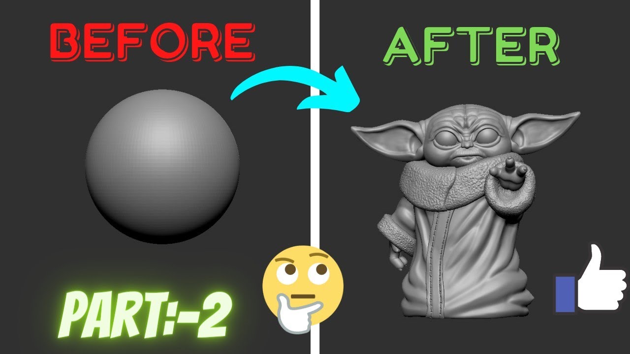 beby yoda in z brush || ZBrush || how to make baby your in z brush