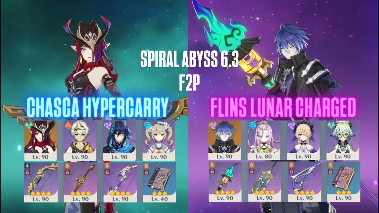 F2P! Spiral Abyss 6.3 | C0 Chasca Hypercarry & C0 Flins Lunar Charged | Genshin Impact