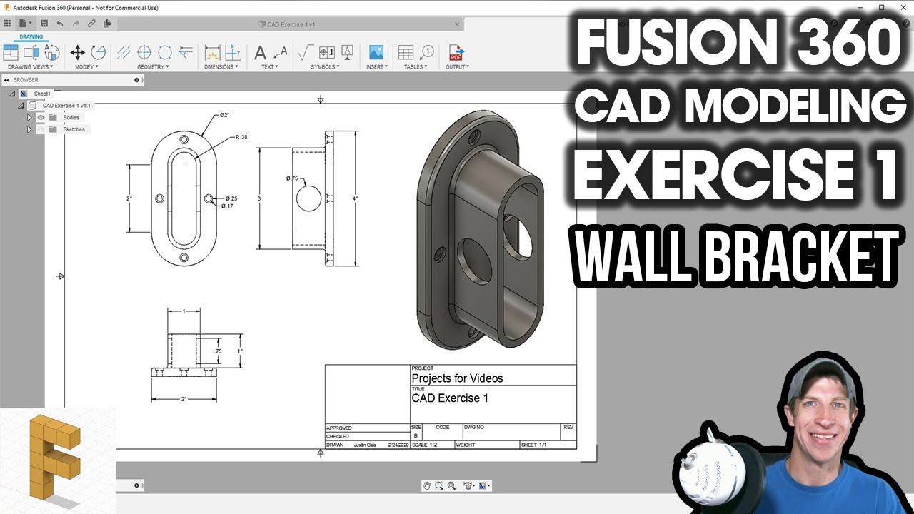 Fusion 360 MODELING EXERCISE - Creating a Wall Bracket
