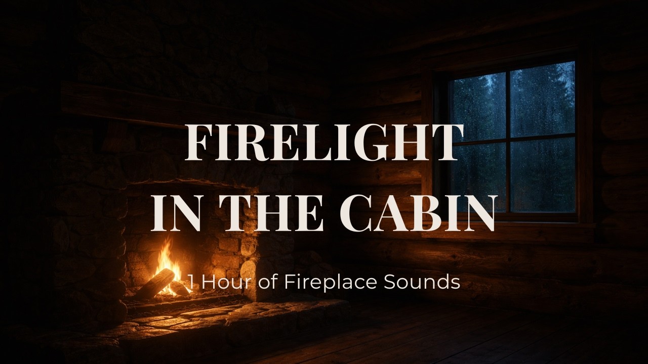 Firelight in the Forest Cabin | Fireplace, Rain & Night Sounds for Sleep & Relaxation