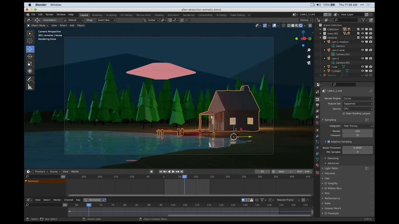 Test rendering in Blender to calculate total time to render animation