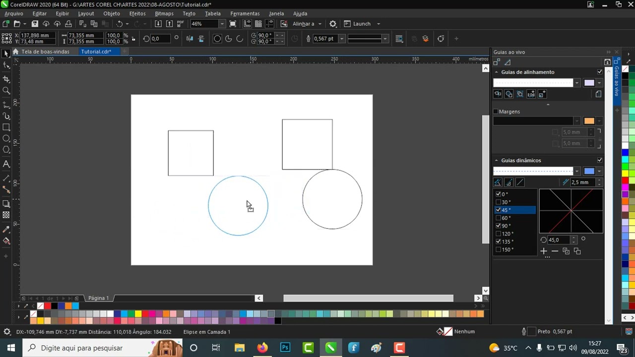 Tutorial CorelDRAW - Como usar as guias dinâmicas