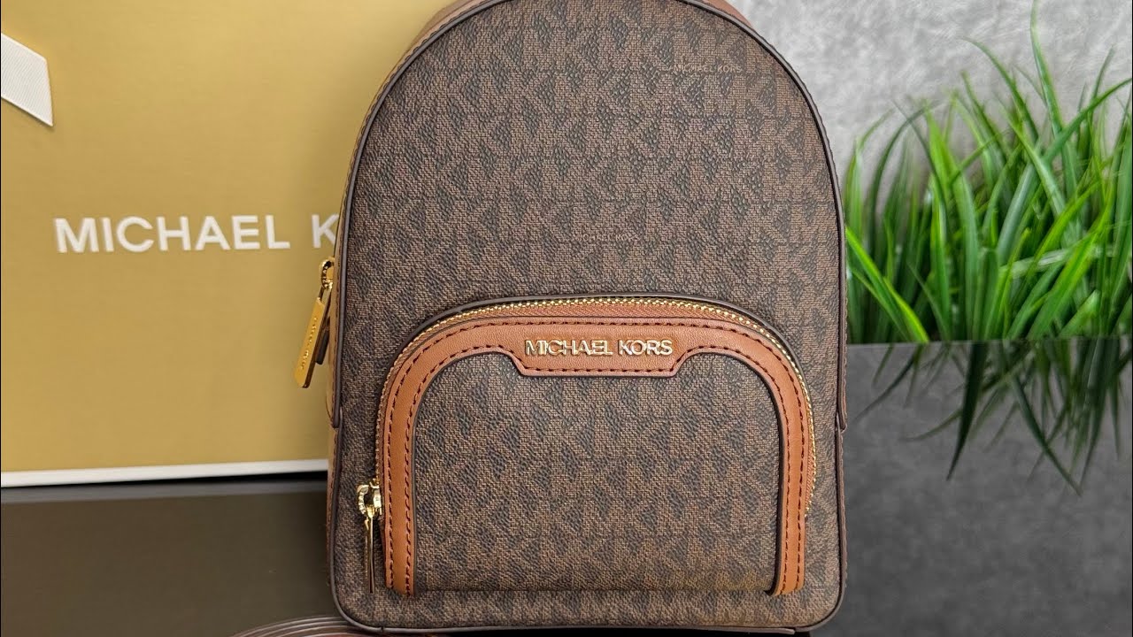 Распаковка рюкзака MICHAEL KORS Jaycee Extra-Small Signature Logo Backpack (brown)