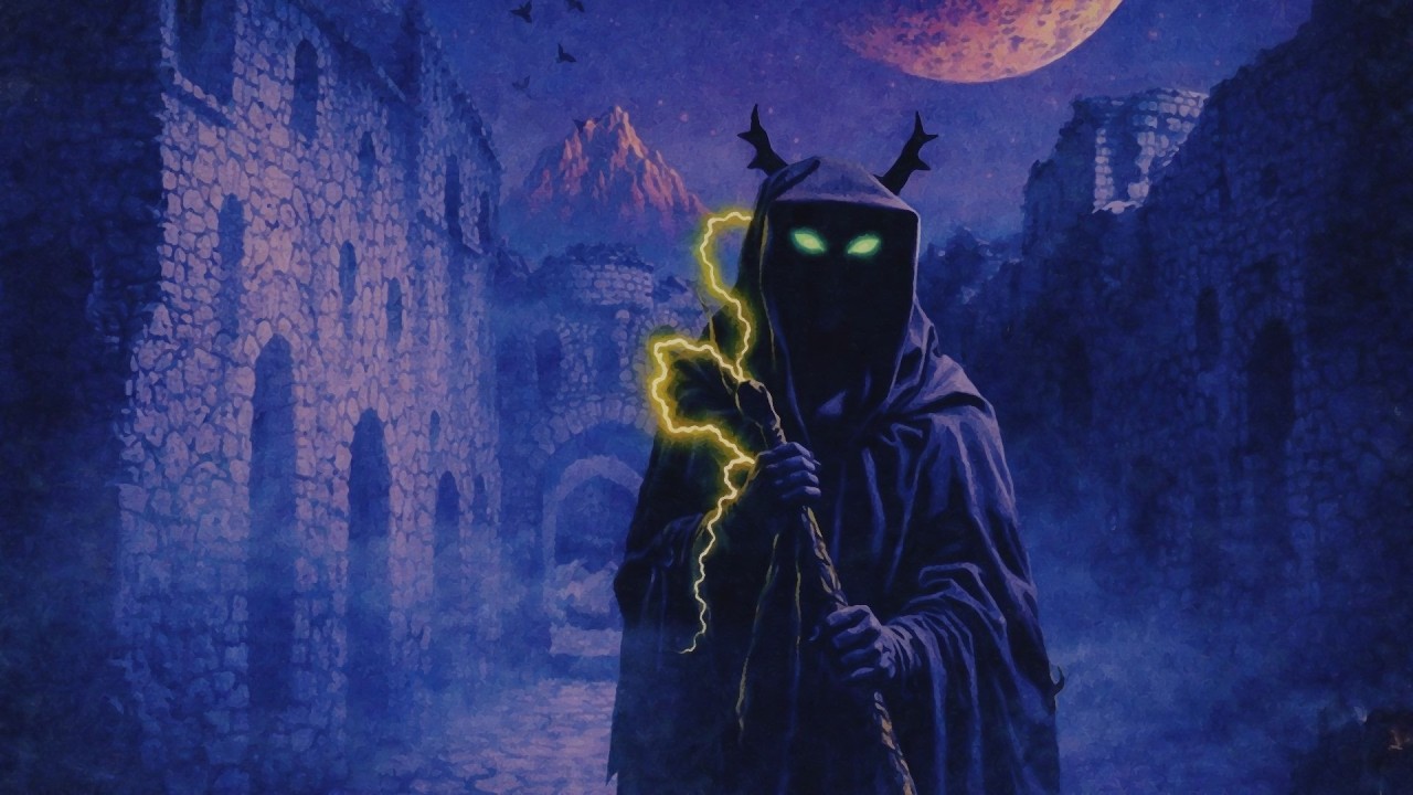 Ancient Ruins at Night – Dark Wizard Ambience | Retro Fantasy, Arcane Magic, Moody Atmosphere