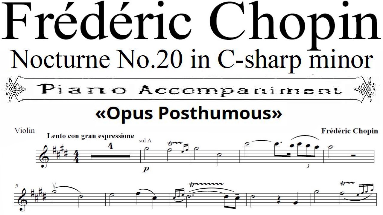 Шопен, Ноктюрн 20, скрипка до минор, Opus Póstumo в сопровождении фортепиано (Натан Мильштейн)