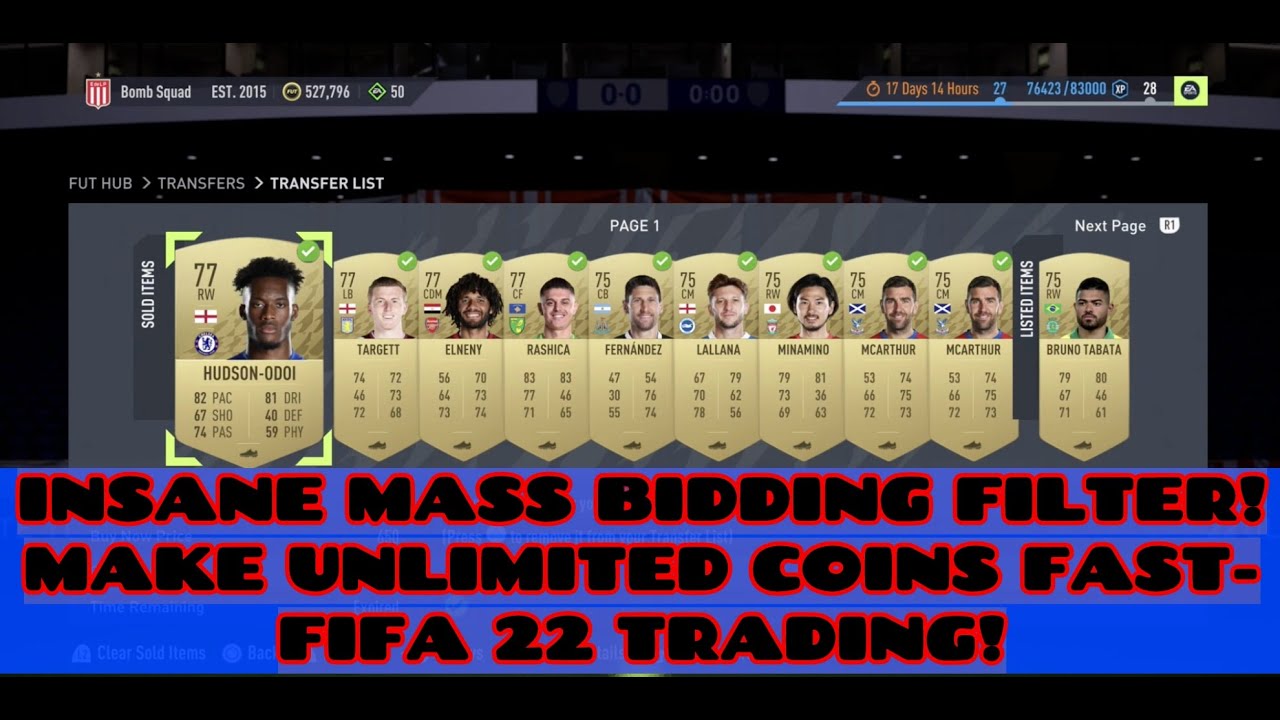 FIFA 22 TRADING TIPS - INSANE MASS BIDDING FILTER! MAKE UNLIMITED COINS FAST- FIFA 22 TRADING!