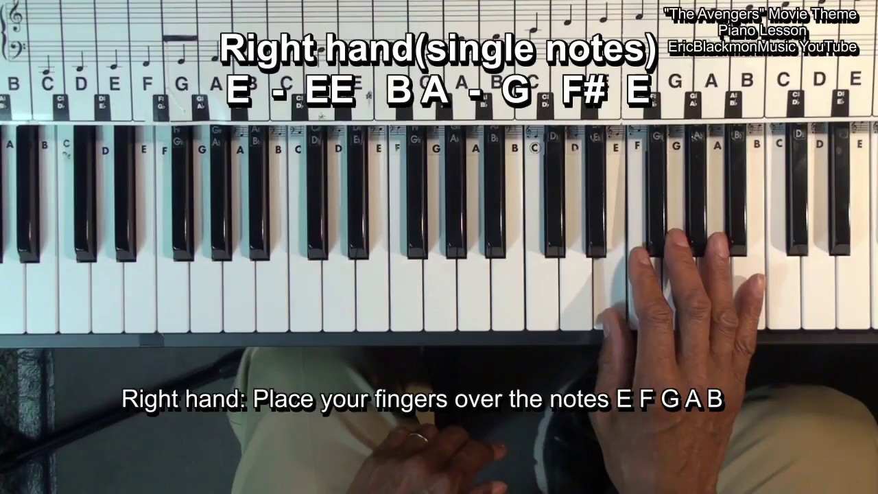 Avengers Infinity Wars Movie Trailer Theme Melody Piano Lesson - Marvel @EricBlackmonGuitar