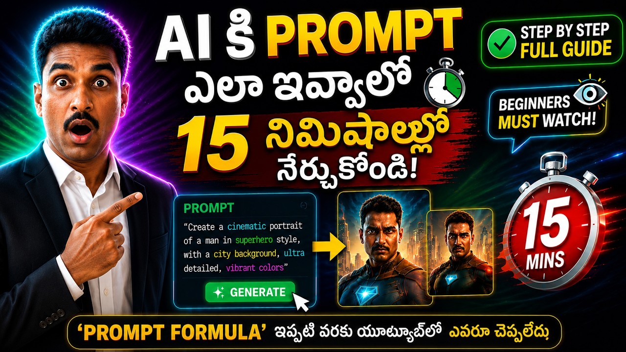 🚀 AI Course Telugu: Learn Prompt Engineering in 15 Minutes | ChatGPT & All AI Tools