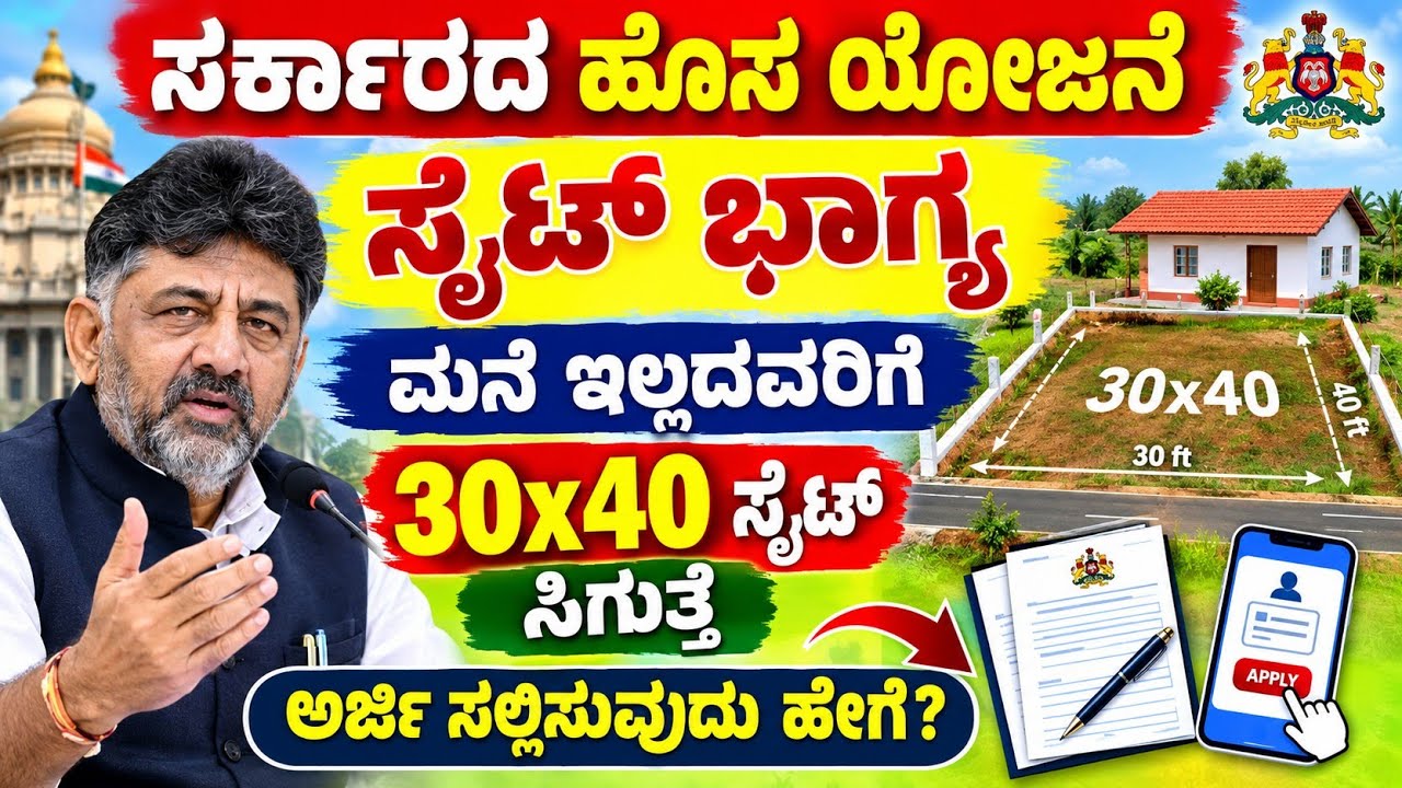 ಸರ್ಕಾರದ ಹೊಸ ಸೈಟ್ ಭಾಗ್ಯ 2026 | ಮನೆ ಇಲ್ಲದವರಿಗೆ 30&times;40 ಸೈಟ್ ಸಿಗುತ್ತೆ! | ಅರ್ಜಿ ಸಲ್ಲಿಸುವುದು ಹೇಗೆ?