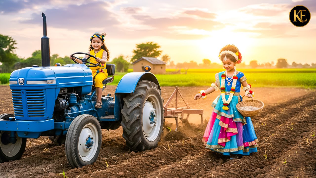 मिट्टी से जुड़ा प्रेम – कान्हा खेत जोतते हुए, राधा बीज बोती हुई || यशोमती मईया के नंदलाला |