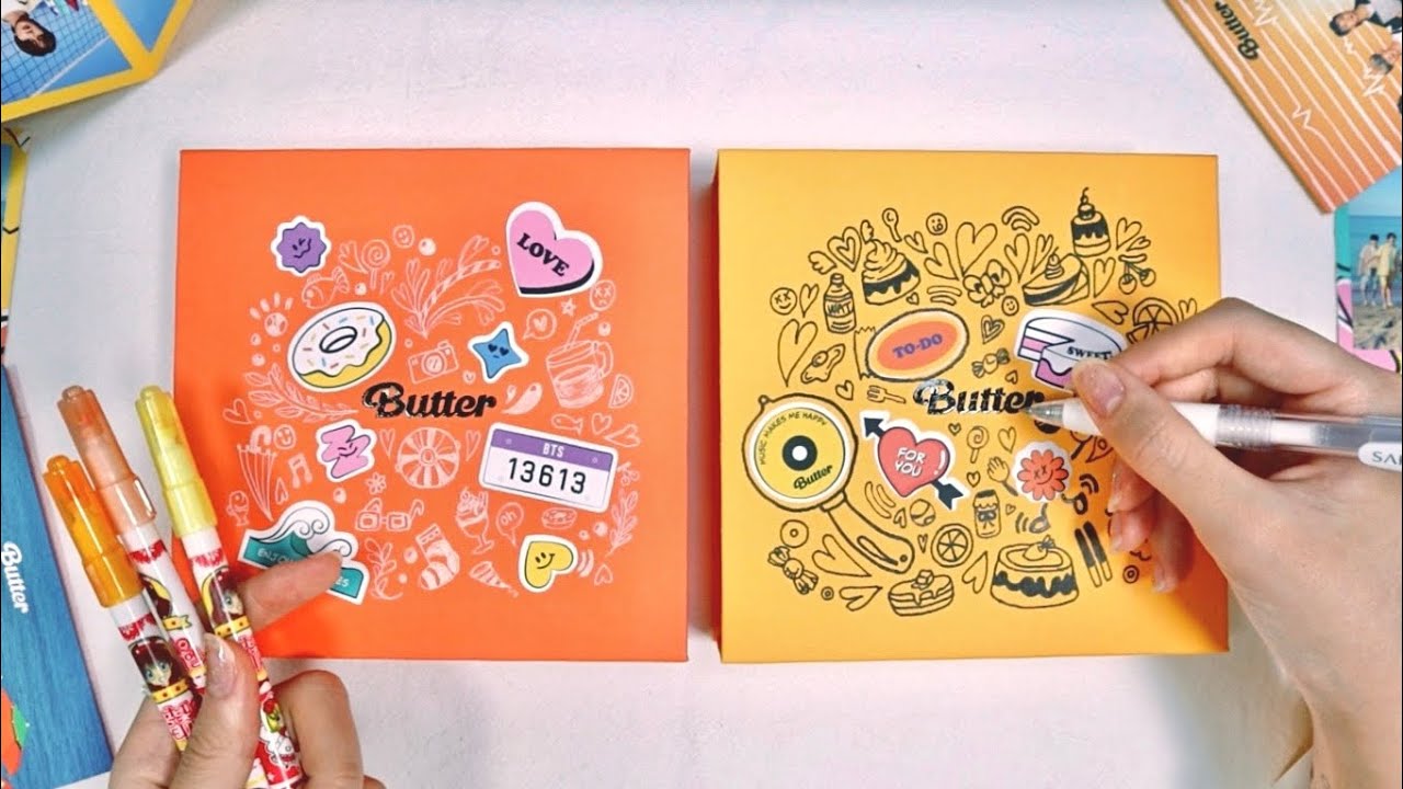 방탄소년단 앨범에 같이 낙서해봐요💜 Unboxing and Decorating BTS Butter Album 방탄소년단 버터 앨범 언박싱하고 꾸미기 (앨꾸/자꾸)